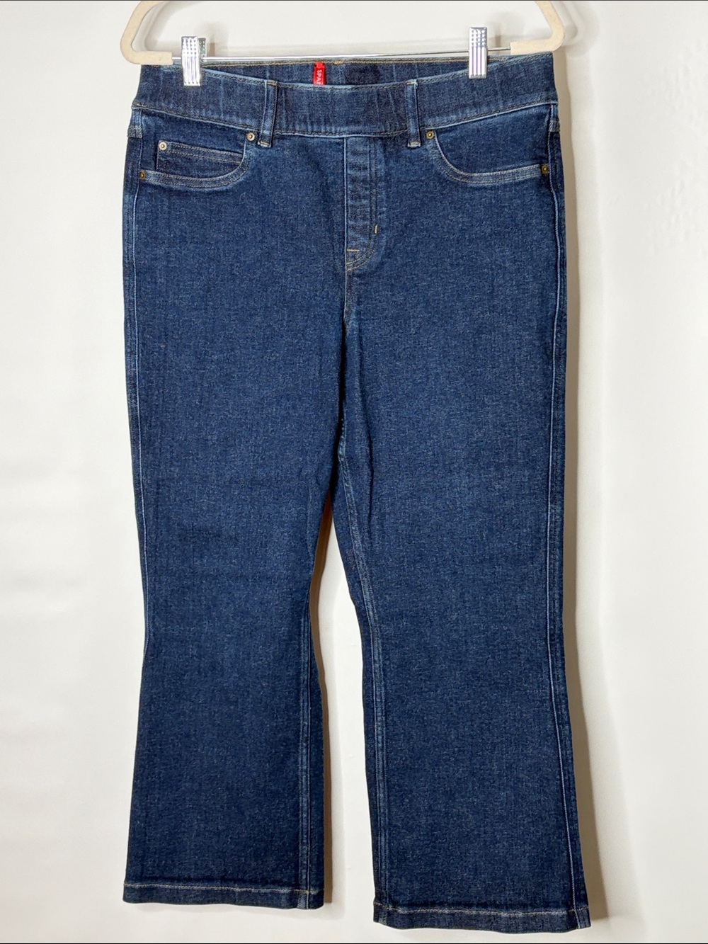 SPANXshape EveryWear Pull-On Kick Flare Jeans in the color
Raw Indigo. XLP